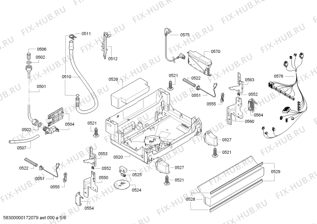 Взрыв-схема посудомоечной машины Bosch SMS58E32GB A+++ - Схема узла 05