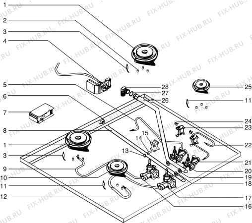 Взрыв-схема плиты (духовки) Indesit TLG670FR (F015155) - Схема узла