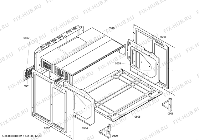 Взрыв-схема плиты (духовки) Siemens HB650511 - Схема узла 05