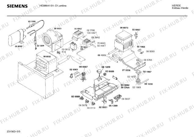 Взрыв-схема плиты (духовки) Siemens HE88641 - Схема узла 05