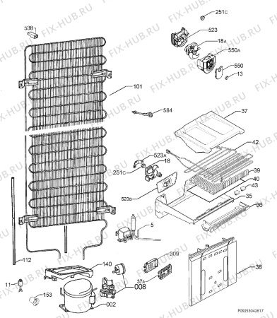 Взрыв-схема холодильника Electrolux SB323N14 - Схема узла Cooling system 017