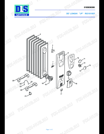 Схема №1 R030913EF с изображением Блок управления для электрообогревателя DELONGHI 5985005600