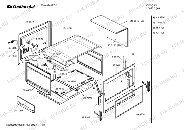 Взрыв-схема плиты (духовки) Continental FSK44T43ED - Схема узла 03