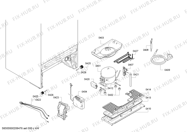 Взрыв-схема холодильника Bosch KSV36VW4P, Bosch - Схема узла 04