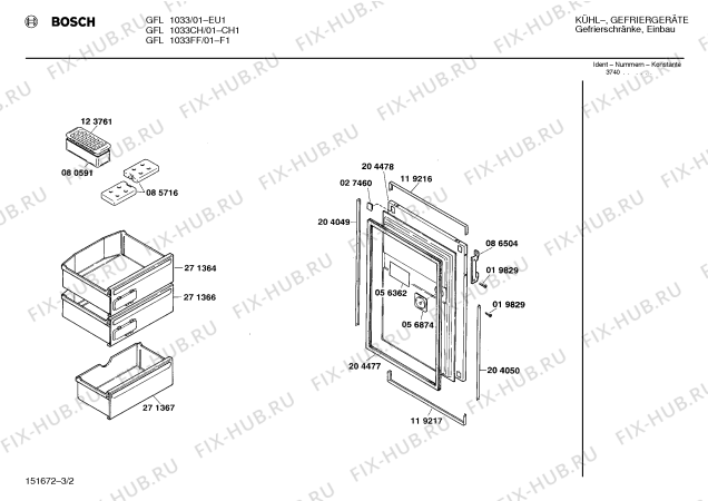 Взрыв-схема холодильника Bosch GFL1033FF - Схема узла 02