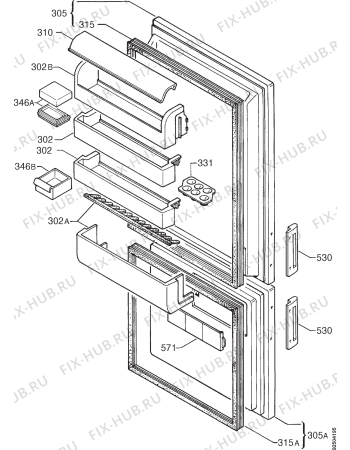 Взрыв-схема холодильника Zanussi ZFK22/9 - Схема узла Door 003
