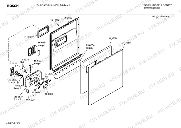 Взрыв-схема посудомоечной машины Bosch SHU5905SK Mixx - Схема узла 02