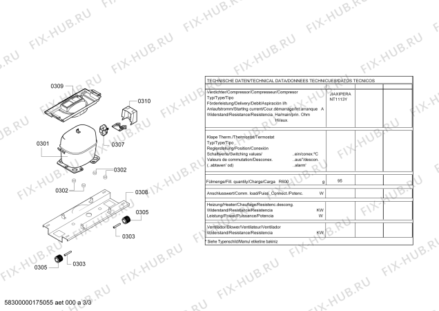 Взрыв-схема холодильника Bosch KGV33GW30 Bosch - Схема узла 03