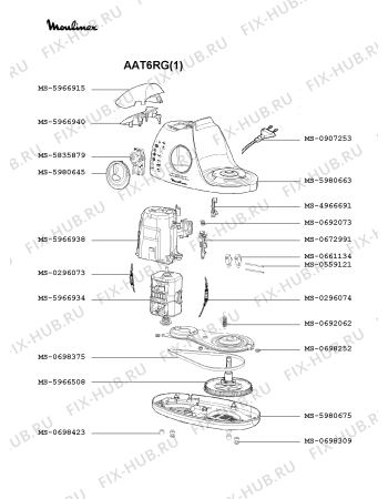 Взрыв-схема кухонного комбайна Moulinex AAT6RG(1) - Схема узла XP000219.3P2