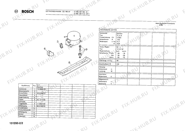 Взрыв-схема холодильника Bosch 0705134105 GS148EF - Схема узла 02