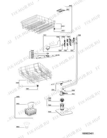 Схема №2 ADL 334/1 WH с изображением Рукоятка для посудомоечной машины Whirlpool 481246058359