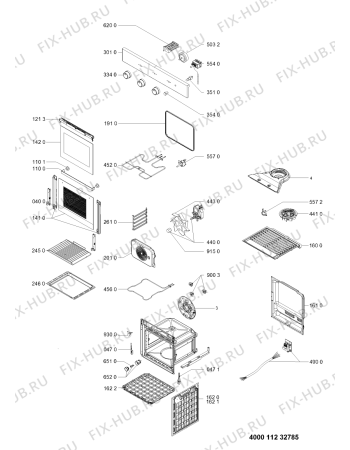 Схема №1 AA5 534 H IX с изображением Обшивка для плиты (духовки) Whirlpool 481011191162