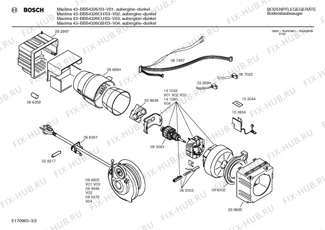 Взрыв-схема пылесоса Bosch BBS4326EU MAXIMA 43 - Схема узла 02