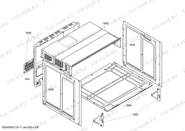 Взрыв-схема плиты (духовки) Bosch HBN560561B - Схема узла 05