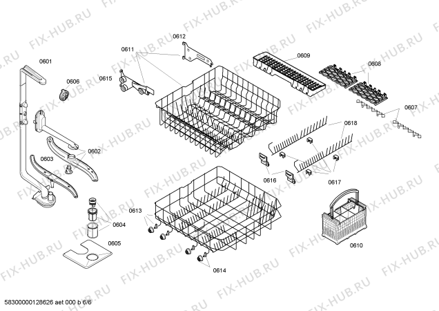 Взрыв-схема посудомоечной машины Bosch SGU55E92SK - Схема узла 06