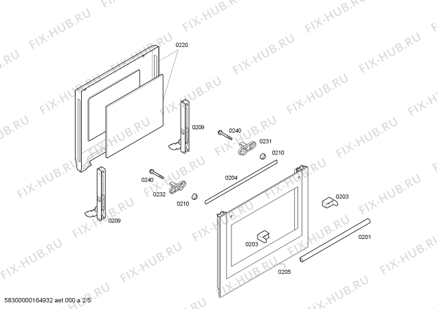 Схема №2 HB22AR521E Horn.siemens.2d.ind.s2.e0_tif.pta_bs.inx с изображением Передняя часть корпуса для электропечи Siemens 00700644