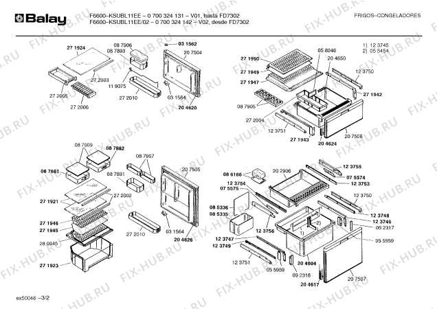 Схема №2 F6600 KSUBL11EE/02 с изображением Панель для холодильной камеры Bosch 00059716