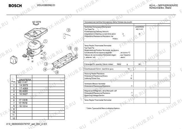 Взрыв-схема холодильника Bosch KSU40660NE - Схема узла 03