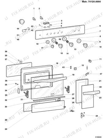 Взрыв-схема плиты (духовки) Indesit KG9401WGSB (F022727) - Схема узла