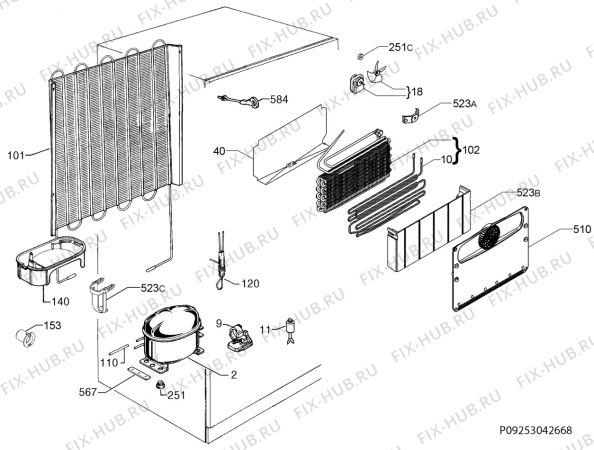 Взрыв-схема холодильника Electrolux END42405X - Схема узла Cooling system 017