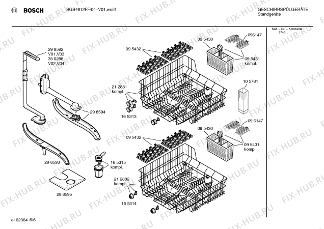 Взрыв-схема посудомоечной машины Bosch SGS4812FF - Схема узла 06