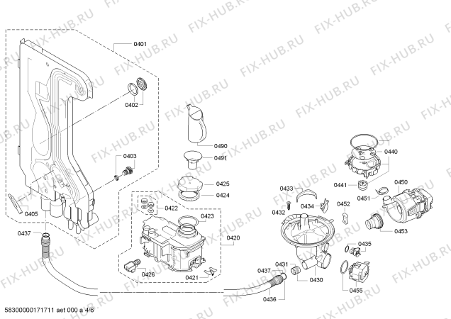 Взрыв-схема посудомоечной машины Siemens SN24D200IN - Схема узла 04