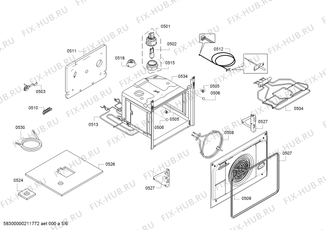 Взрыв-схема плиты (духовки) Bosch HKL090120 - Схема узла 05