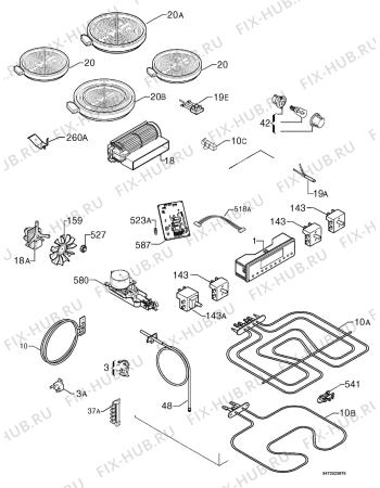 Взрыв-схема плиты (духовки) Electrolux EKC6780X - Схема узла Electrical equipment 268