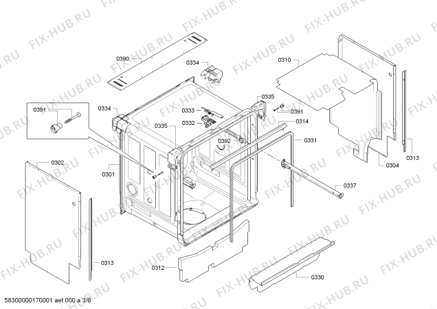 Взрыв-схема посудомоечной машины Bosch SMD53M86EU - Схема узла 03