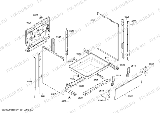 Взрыв-схема плиты (духовки) Bosch HCE644660R - Схема узла 05