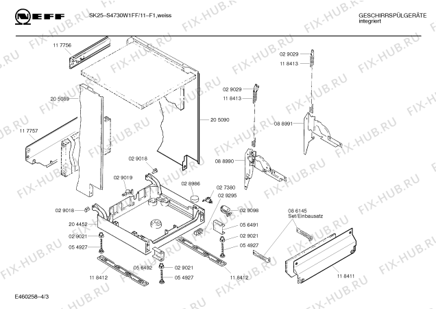 Схема №1 S4730W1FF SK25 с изображением Панель для посудомоечной машины Bosch 00282235