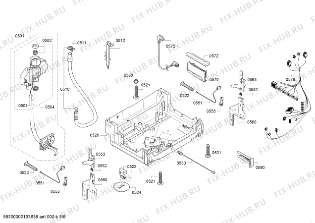 Взрыв-схема посудомоечной машины Bosch SMI86L15DE, Exclusiv - Схема узла 05