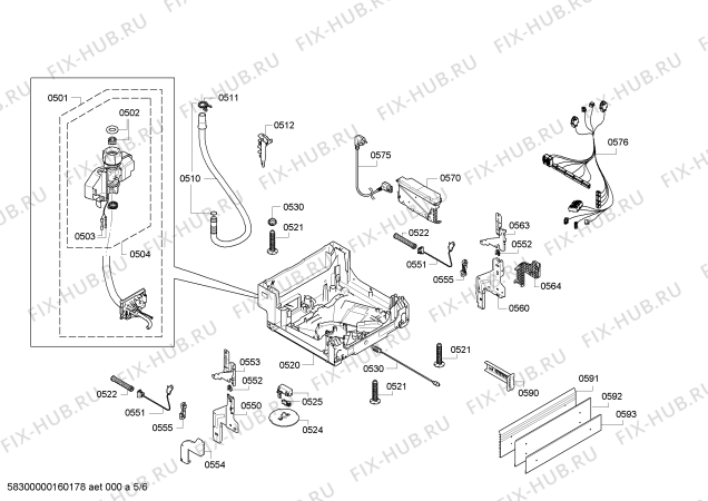 Взрыв-схема посудомоечной машины Bosch SPU85M05DE Exclusiv, Made in Germany - Схема узла 05
