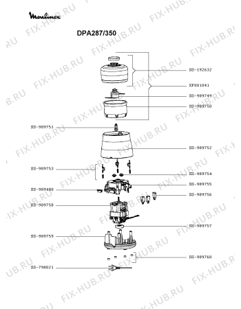 Схема №1 DPA254/350 с изображением Двигатель (мотор) для блендера (миксера) Moulinex SS-989758