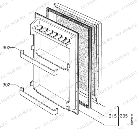 Взрыв-схема холодильника Faure FRT142J - Схема узла Door 003