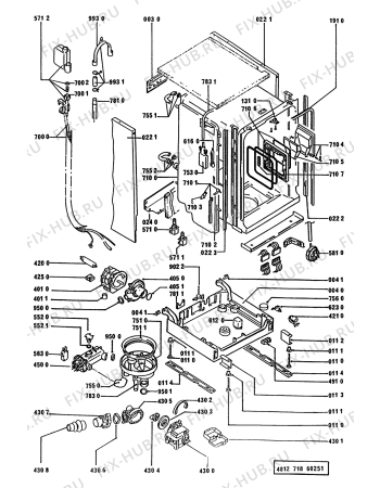 Схема №1 ADG 952/1 X с изображением Уплотнитель (прокладка) для посудомойки Whirlpool 481253058084