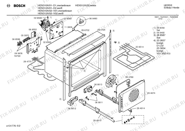 Взрыв-схема плиты (духовки) Bosch HEN310A - Схема узла 02