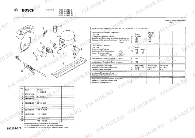 Взрыв-схема холодильника Bosch 0700374514 KK370S - Схема узла 02