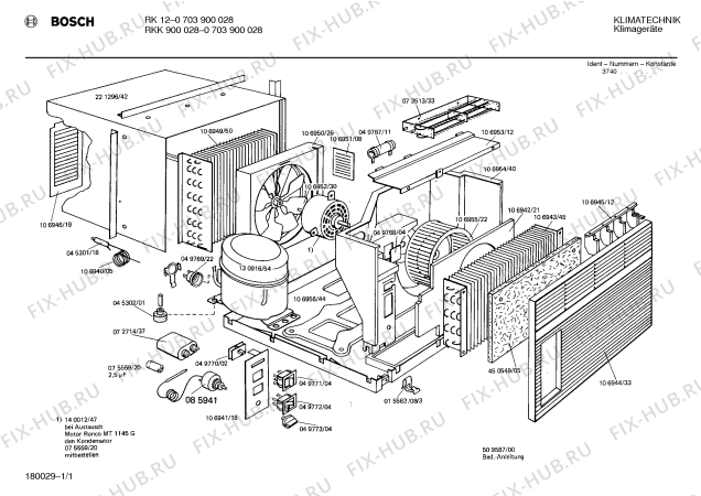 Схема №1 0703900028 RKK900028 с изображением Нагревательный элемент для кондиционера Bosch 00073513