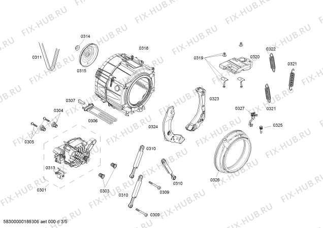 Схема №2 WM4UH641ES с изображением Зажим шланга для стиралки Bosch 00627940