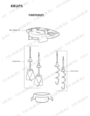 Взрыв-схема блендера (миксера) Krups F5057020(P) - Схема узла QP000596.6P4