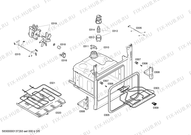 Взрыв-схема плиты (духовки) Bosch HBA42R420E - Схема узла 03