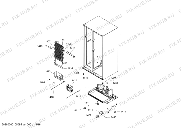 Взрыв-схема холодильника Gaggenau SK535261 - Схема узла 14