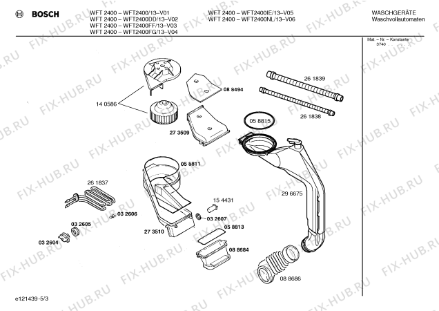 Схема №1 WFT2400 с изображением Таблица программ для стиралки Bosch 00520026