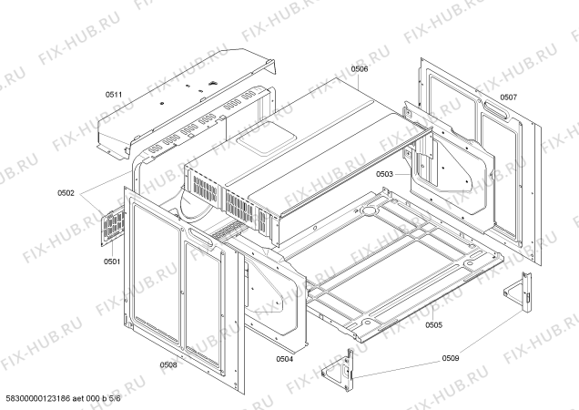 Взрыв-схема плиты (духовки) Bosch HBN760651 - Схема узла 05