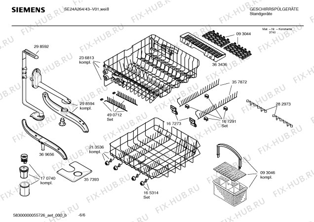Взрыв-схема посудомоечной машины Siemens SE24A264 - Схема узла 06