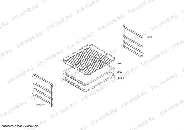 Взрыв-схема плиты (духовки) Bosch HBN331S0T - Схема узла 06