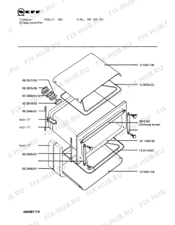 Взрыв-схема плиты (духовки) Neff 195304341 1058.31HCS - Схема узла 04