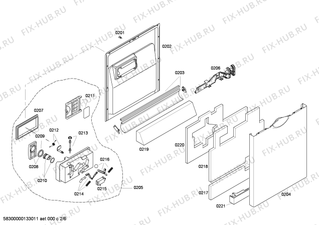 Взрыв-схема посудомоечной машины Bosch SHE98M02UC - Схема узла 02