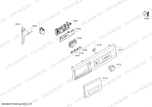Схема №1 CWF13B11 Constructa energy с изображением Панель управления для стиральной машины Bosch 00797178